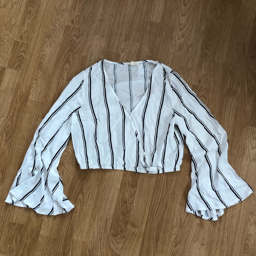 LA Heart striped bell sleeve blouse